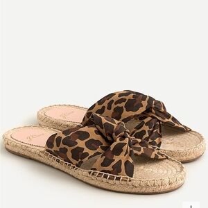J. Crew Twisted-knot espadrille sandals in leopard canvas